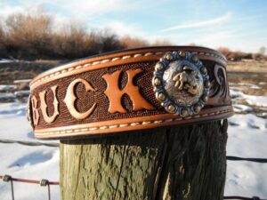 tooled leather dog collars