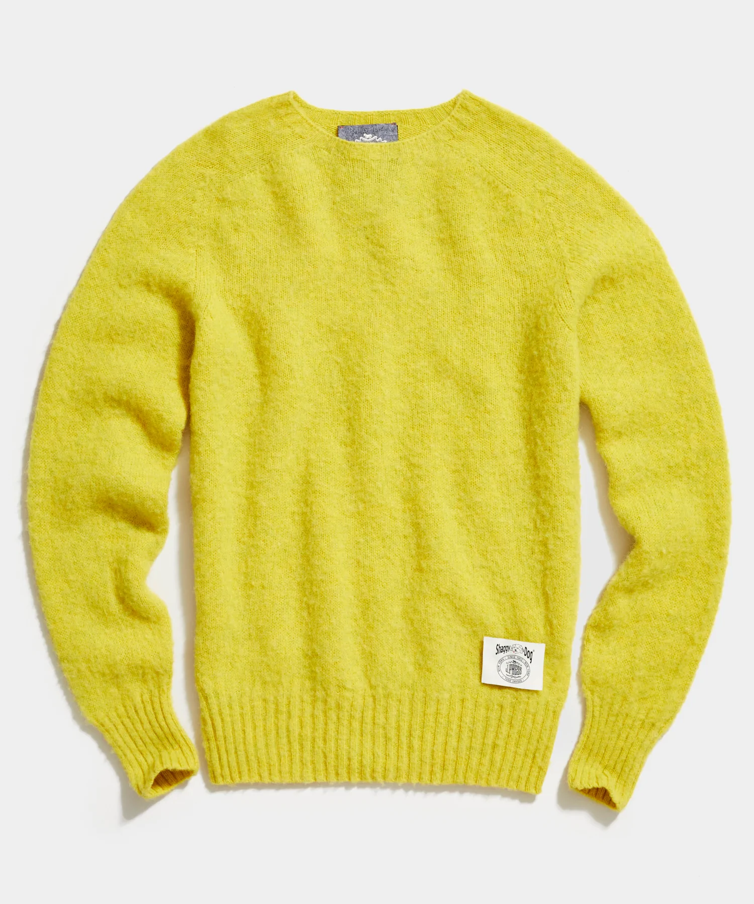 yellow shaggy dog sweater