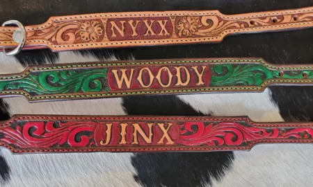 tooled leather dog collars