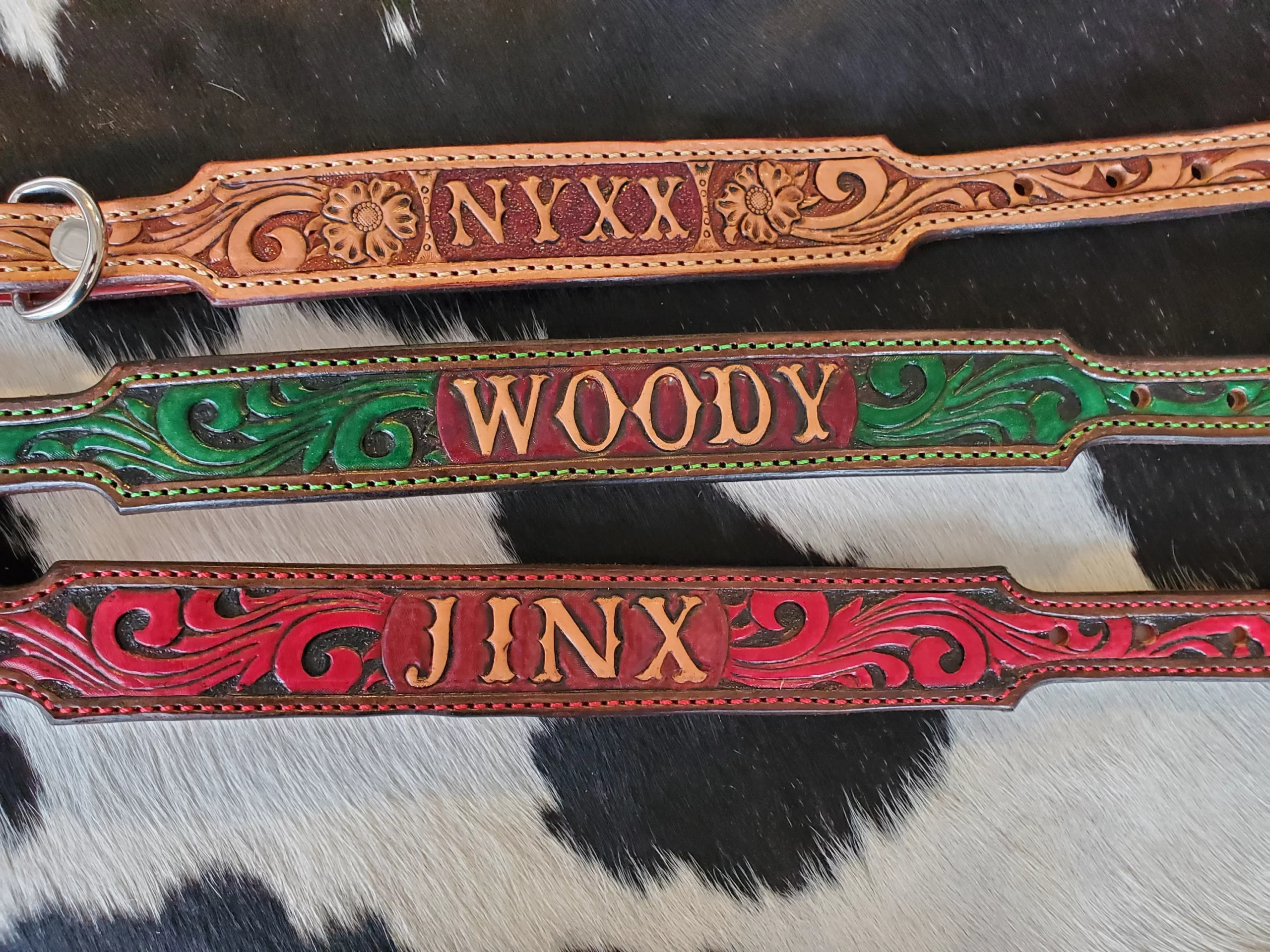 tooled leather dog collars