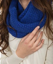 Denim blue and white wool scarf