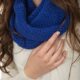 Denim blue and white wool scarf
